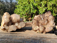 Natural Cascading White Phantom Smokey Quartz Clusters  x 2 From Luena, Congo - Toprock Gemstones and Minerals 