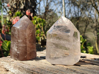 Polished Large Smokey Quartz Points  x 2 From Madagascar - Toprock Gemstones and Minerals 