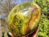 Polished Green Opal Standing Free Forms  x 2 From Madagascar - Toprock Gemstones and Minerals 