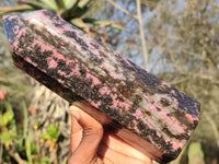 Polished Pink & Black Rhodonite Point  x 1 From Madagascar - Toprock Gemstones and Minerals 