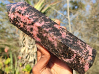 Polished Pink & Black Rhodonite Point  x 1 From Madagascar - Toprock Gemstones and Minerals 