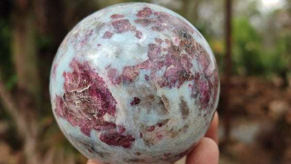 Polished Rubellite Pink Tourmaline Matrix Spheres x 6 From Ambatondrazaka, Madagascar