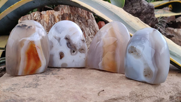 Polished Lovely Selection Of Agate Standing Free Forms  x 3 From Madagascar