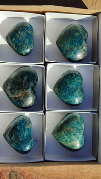 Polished Blue Apatite Hearts  x 6 From Madagascar