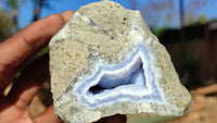 Natural Blue Lace Agate Geode Specimens  x 12 From Nsanje, Malawi