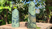 Polished Stromatolite Jasper / Nebula Stone Points x 2 From Katsepy, Madagascar