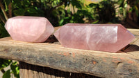 Polished Double Terminated Gemmy Rose Quartz Points x 2 From Madagascar