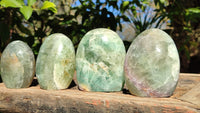 Polished Green Fluorite Standing Free Forms  x 4 From Uis, Namibia