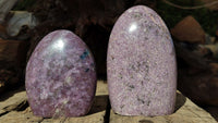 Polished Purple Lepidolite Standing Free Forms  x 2 From Madagascar