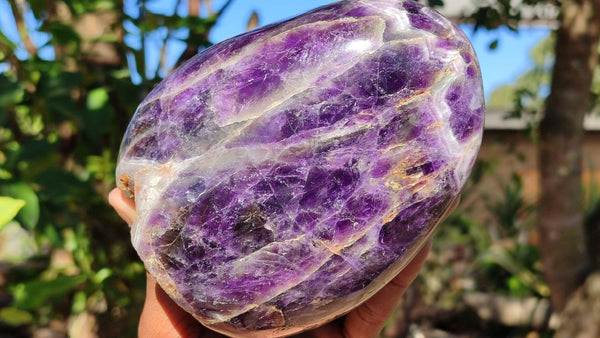 Polished Deep Purple Flower Amethyst Standing Free Form x 1 From Zambia