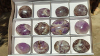 Polished Amethyst Galet / Palm Stones x 12 From Madagascar