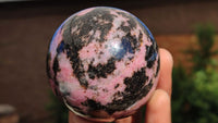 Polished Pink & Black Rhodonite Spheres x 3 From Madagascar