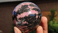 Polished Pink & Black Rhodonite Spheres x 3 From Madagascar