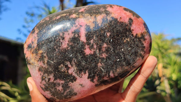 Polished Pink & Black Rhodonite Standing Free Form x 1 From Madagascar