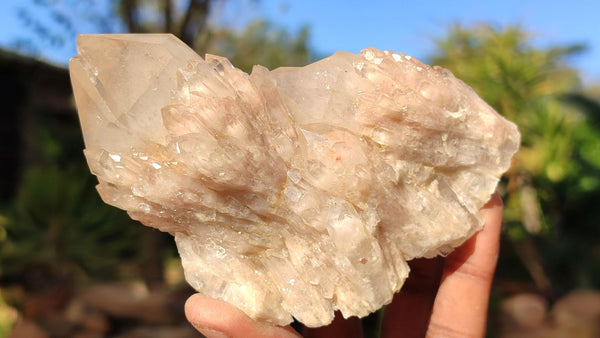 Natural Cascading White Phantom Smokey Quartz Clusters x 6 From Luena, Congo