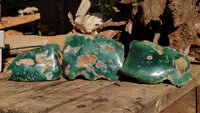 Polished One Side Polished Emerald Mtorolite Plates  x 3 From Zimbabwe