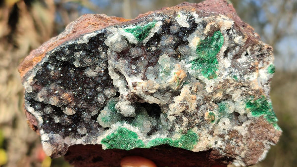 Natural Rare Ball Malachite On Drusy Quartz & Dolomite Specimens x 3 From Kambove, Congo