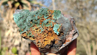 Natural Rare Libethenite Crystals With Drusy Dolomite On Banded Ironstone Matrix x 4 From Congo