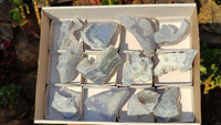 Natural Etched Blue Chalcedony Specimens  x 12 From Nsanje, Malawi