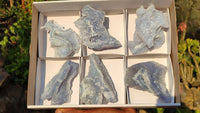 Natural Etched Blue Chalcedony Specimens  x 6 From Nsanje, Malawi