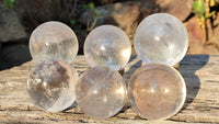 Polished  Clear Quartz Crystal Balls  x 6 From Madagascar