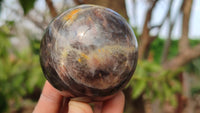 Polished  Chatoyant Black Moonstone Spheres x 6 From Madagascar