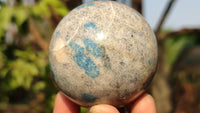 Polished Blue Spotted Spinel Quartz Spheres x 4 From Madagascar