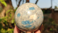 Polished Blue Spotted Spinel Quartz Spheres x 4 From Madagascar