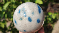 Polished Blue Spotted Spinel Quartz Spheres x 4 From Madagascar