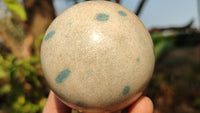 Polished Blue Spotted Spinel Quartz Spheres x 4 From Madagascar