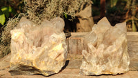 Natural Cascading Smokey Quartz Clusters  x 2 From Luena, Congo