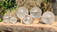 Polished  Clear Quartz Crystal Balls  x 6 From Madagascar