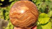 Polished  Chocolate Swirl Aragonite Spheres  x 3 From Madagascar