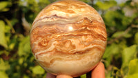 Polished  Chocolate Swirl Aragonite Spheres  x 3 From Madagascar