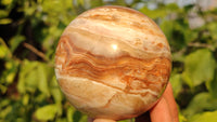 Polished  Chocolate Swirl Aragonite Spheres  x 3 From Madagascar