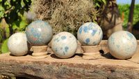 Polished Blue Spotted Spinel Quartz Spheres x 5 From Madagascar