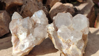 Natural Cascading Smokey Quartz Clusters x 2 From Luena, Congo