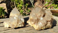 Natural Cascading Smokey Quartz Clusters x 2 From Congo