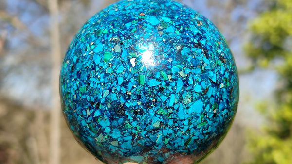 Polished  Conglomerate Chrysocolla Sphere With Azurite & Malachite  x 1 From Congo