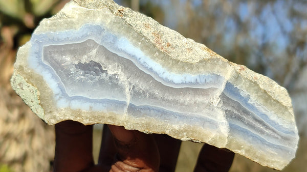 Polished One Side Polished Blue Lace Agate Specimens  x 6 From Nsanje, Malawi