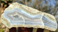 Polished One Side Polished Blue Lace Agate Specimens  x 6 From Nsanje, Malawi