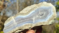 Polished One Side Polished Blue Lace Agate Specimens  x 6 From Nsanje, Malawi