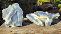 Natural Etched Blue Chalcedony Specimens  x 2 From Nsanje, Malawi