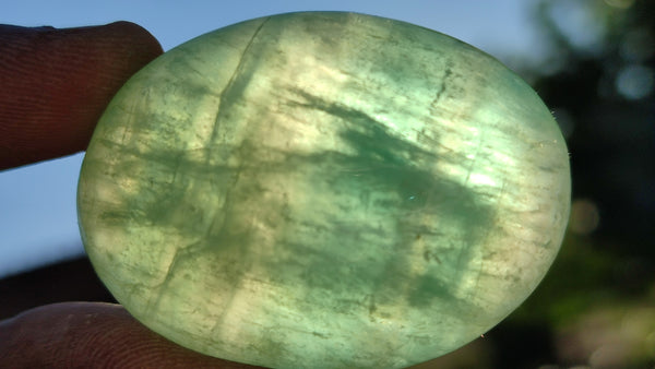 Polished Green Fluorite Galet-Palm Stones x 35 From Madagascar