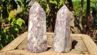 Polished Lepidolite Points With Pink Rubellite  x 2 From Madagascar