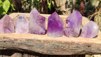 Polished Small Window Amethyst Points x 6 From Ankazobe, Madagascar