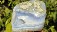 Polished Blue Lace Agate Standing Free Forms  x 3 From Nsanje, Malawi