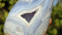 Polished Blue Lace Agate Standing Free Forms  x 3 From Nsanje, Malawi