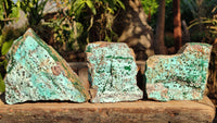 Natural Drusy Chrysocolla & Malachite Dolomite Specimens x 3 From Likasi, Congo