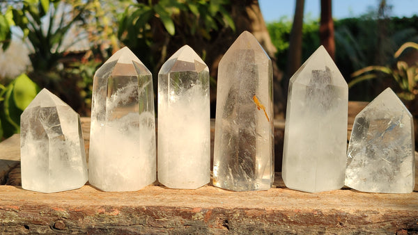 Polished Clear Quartz Crystal Points  x 6 From Madagascar